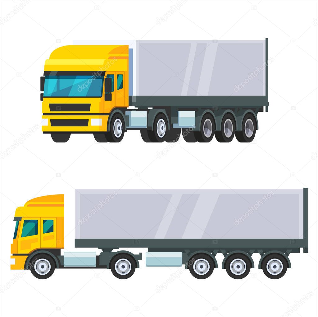yellow Vector Truck on a transparent background