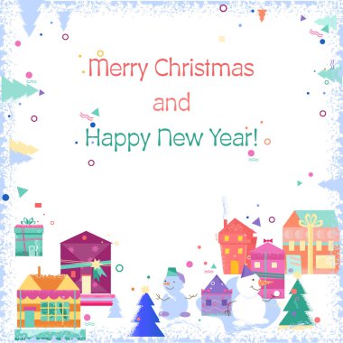 Hediye evleri - yeni yıl parlak dekor ile kutuları kümesi. Düz vektör görüntü