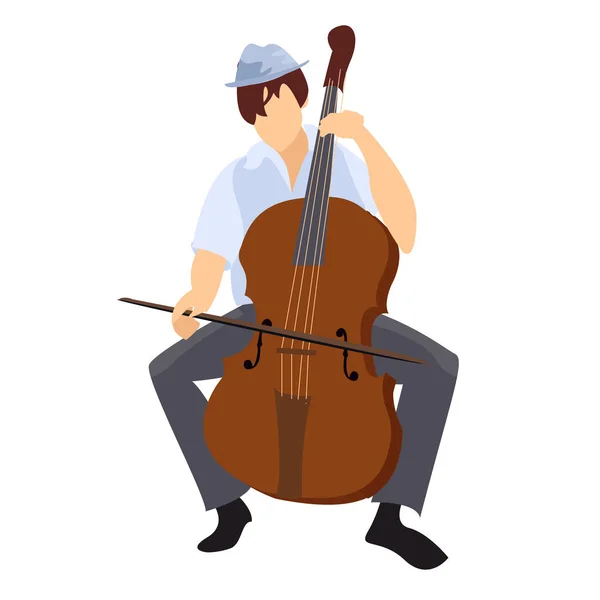 音乐家 这家伙在演奏大提琴爵士乐 拔下工具 大提琴 现场独奏音乐会 — 图库矢量图片