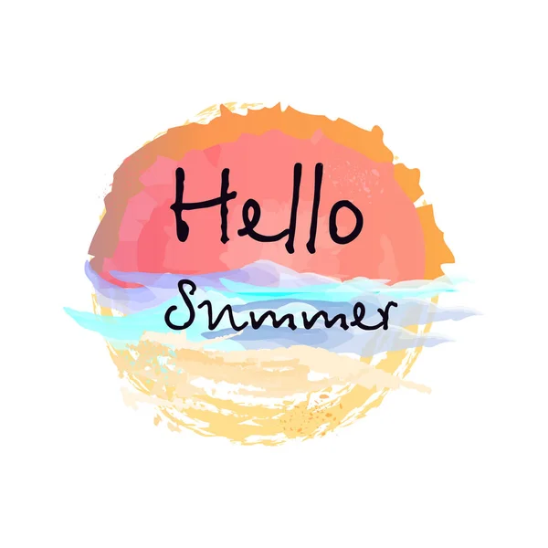 Illustration, affisch utskrifter. Sommar-logotypen, hand rita. Akvarell, bokstäver stil — Stock vektor