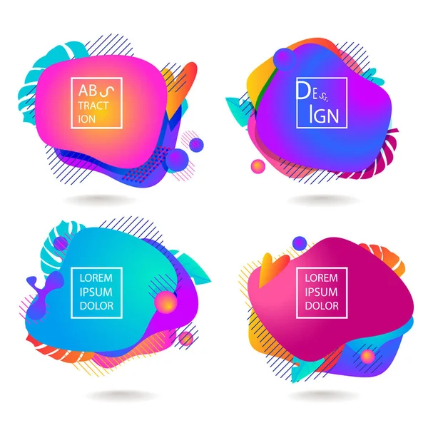 Sıvı renk rozetleri ayarlandı. Soyut şekiller, kompozisyon. Eps10 vektörü.