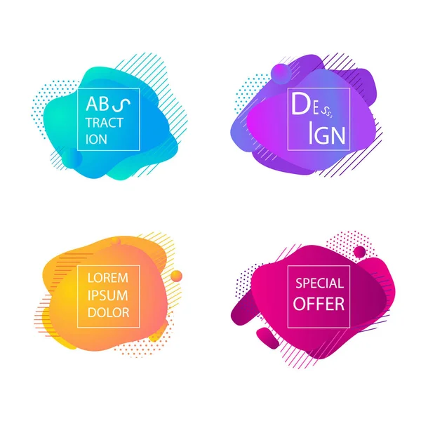 Sıvı renk rozetleri ayarlandı. Soyut şekiller, kompozisyon. Eps10 vektörü.