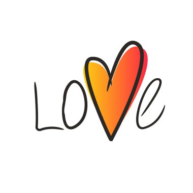 Elle çizilmiş. İzole renkli kalpler. Renkli resimde. Sevgililer günü