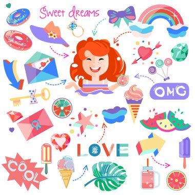 A resmi bir kız ve çizimler için sopa olan ayarla