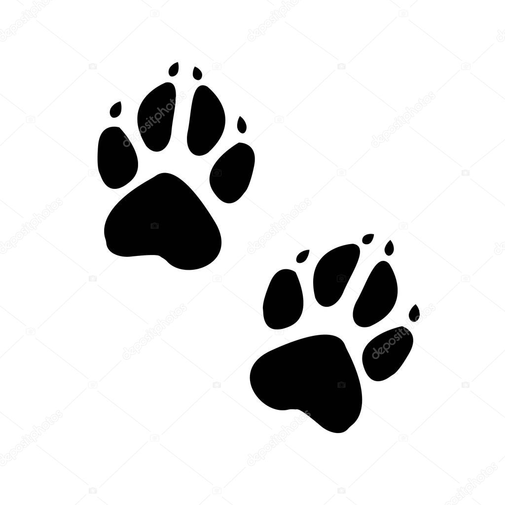 Paw of a dog. Logo. Isolated vector. Black on White