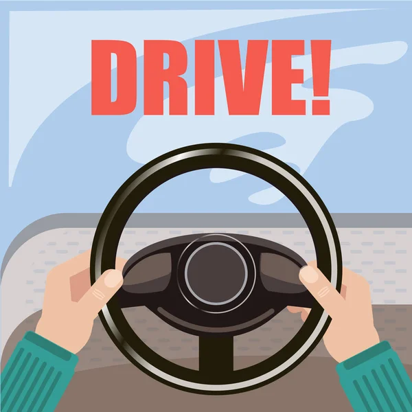 Eller gidonun üzerine. Sürücü kursu. Şoför. Bir araba sürmek öğrenme