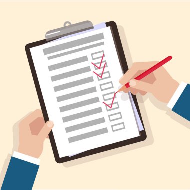 El metni yazar. Cevabı seç. Testi geçiyorum. Vektör görüntüsü