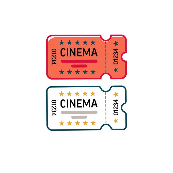 Movie tickets. Two tickets to the cinema. Cartoon style and apartment — Stock Vector