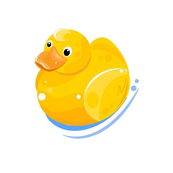 Petit jouet canard icône en caoutchouc. canard jaune pour la salle de bain — Image vectorielle