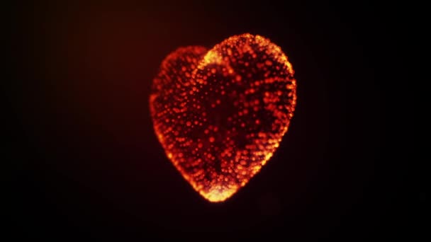 Pulserende hart. Glanzende deeltjes. Looped video. — Stockvideo