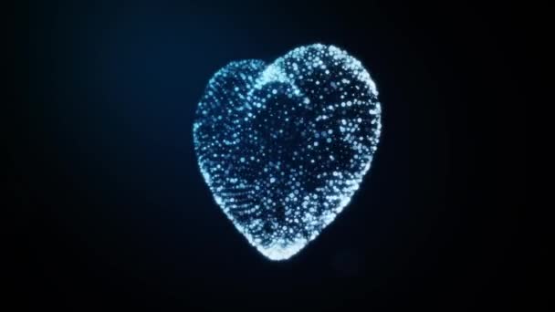 Бриллиантовое сердце. Блестящие частицы. Зацикленное видео . — стоковое видео