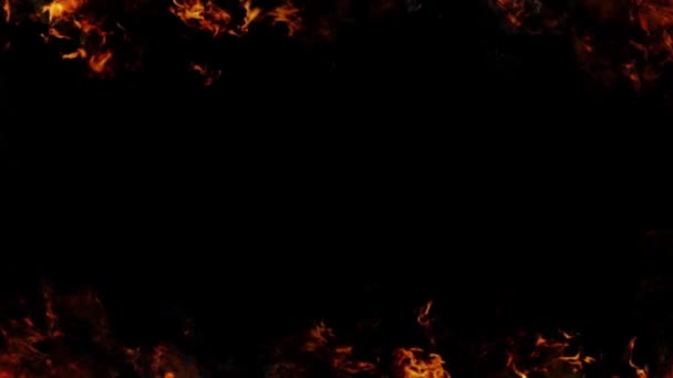 Telaio antincendio Loop. rendering 3D. Fuoco realistico su sfondo nero . — Video Stock