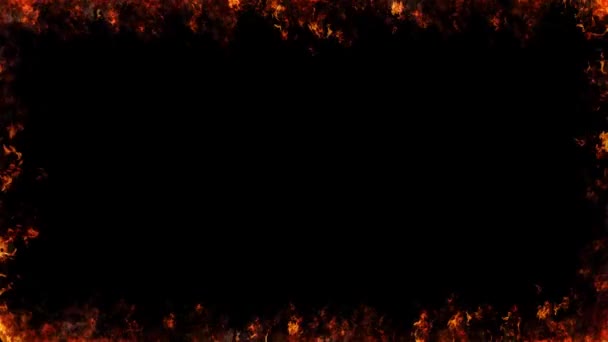 Tűzkeret - hurok. 3D renderelés. Reális tűz egy fekete háttér. — Stock videók