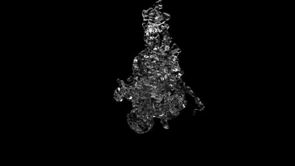 Inmersión en agua, 3D, imagen realista, fondo negro. — Vídeo de stock