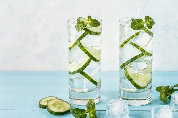 Cold and refreshing infused detox water with  cucumber.