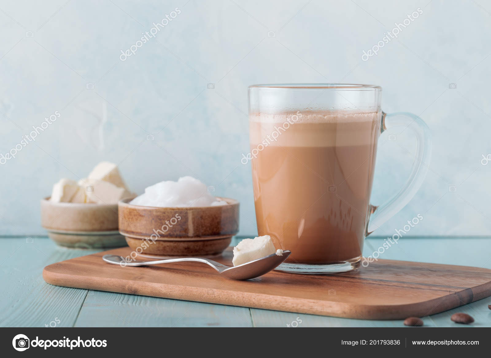 Bulletproof Coffee Blended Organic Butter Mct Coconut Oil Paleo Keto Stock Photo Bulletproof Coffee Blended Organic Butter Mct Coconut Oil Paleo Keto Stock Photo