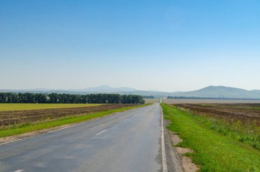 Dağ sıralarına doğru giden yol...