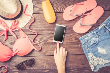 Yaz tatil hazırlıkları. Üstten görünüm