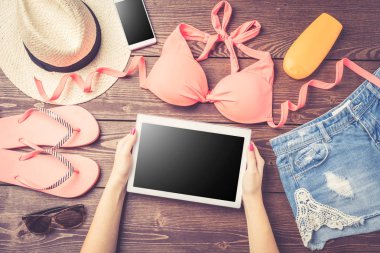 Yaz tatil hazırlıkları. Üstten görünüm