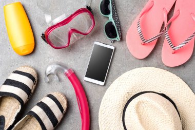 Plaj aksesuarları arka plan. Yakın çekim