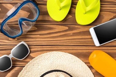 Plaj veya yaz arka plan. Üstten görünüm