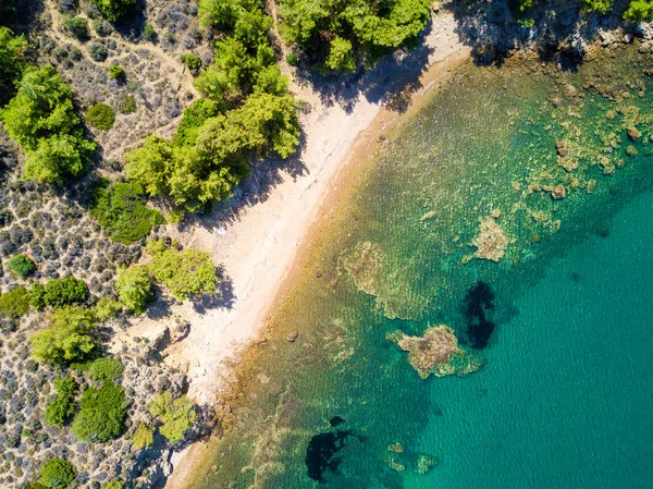 Légi Felvétel Gyönyörű Trópusi Homokos Strand — Stock Fotó