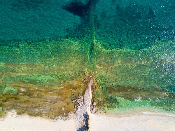 Tiro Aéreo Playa Arena Mar Turquesa — Foto de Stock