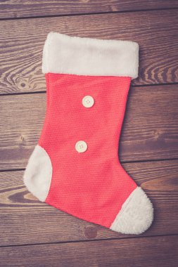 Noel çorap eski ahşap masa