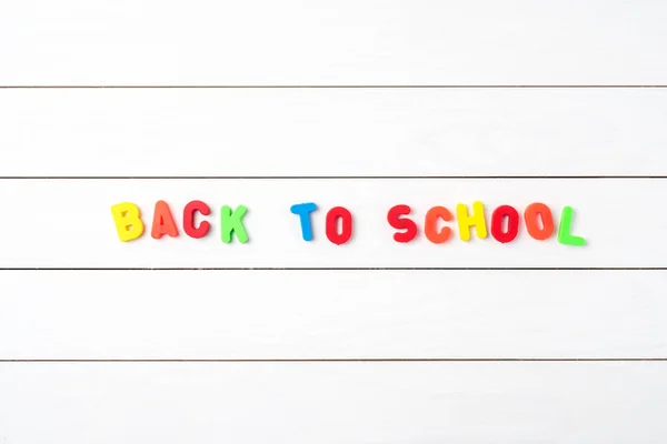 Voltar Para Escola Mesa Madeira Branca — Fotografia de Stock