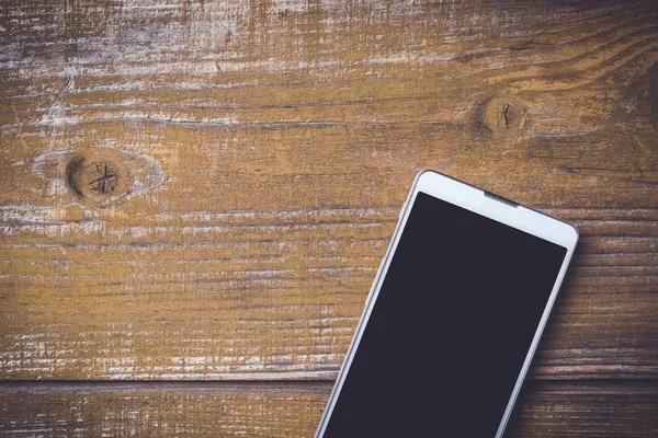 Teléfono Inteligente Moderno Sobre Viejo Fondo Madera Cerca — Foto de Stock