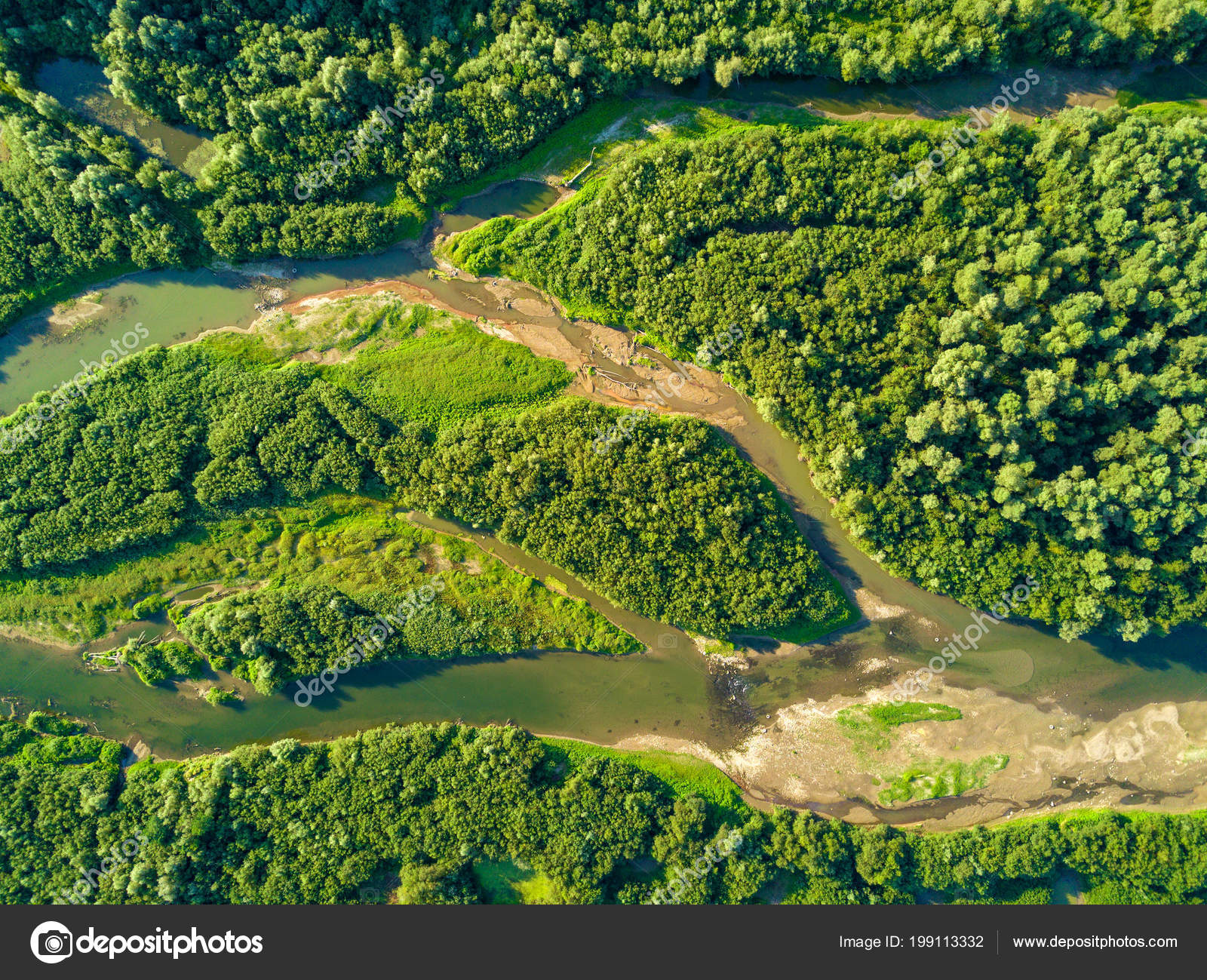 Aerial View Forest River Stock Photo Image By C Leszekczerwonka