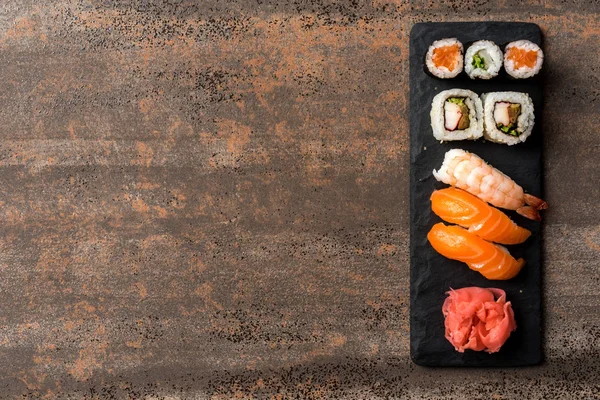 Sada Japonských Sushi Detailní Záběr — Stock fotografie