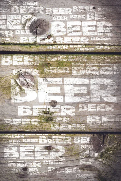 Menu Bière Sur Une Vieille Planche Bois — Photo