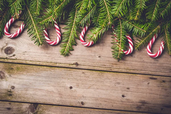 Kerstmis Achtergrond Met Boom Snoep Stokken — Stockfoto