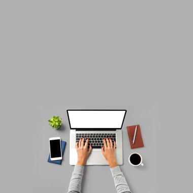 Office Masaüstü kopya alanı ile. Üstten görünüm