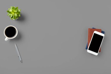 Ofis aksesuarları ile arka plan. Kopya alanı