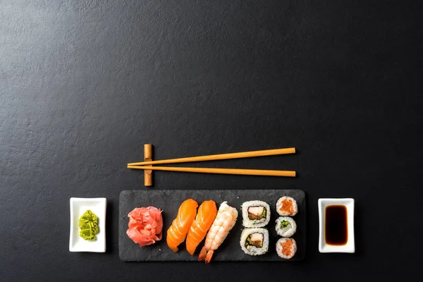 Sada Japonských Sushi Kopírovat Prostor — Stock fotografie