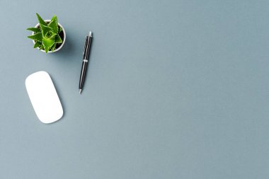 Kopyalama alanı olan ofis arkaplanı. Üst görünüm