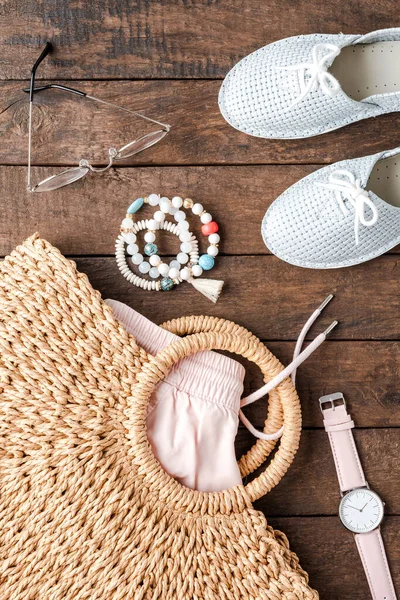 Overhead shot of summer women outfit