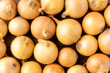 Tahta masada beyaz soğan. Doku