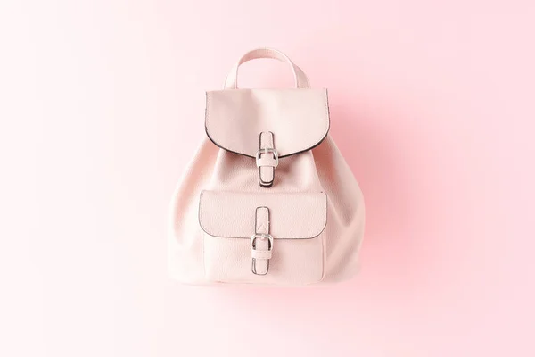 Sac Dos Sur Fond Rose Vue Dessus — Photo