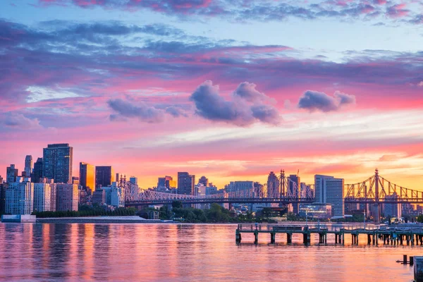 Vista Sullo Skyline Manhattan Dalla Long Island City All Alba — Foto Stock