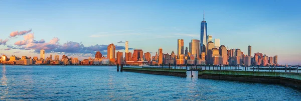 Vista Horizonte Manhattan Desde New Jersey City Atardecer Estados Unidos — Foto de Stock