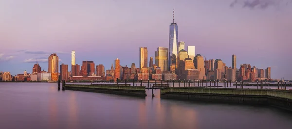 Vista Para Horizonte Manhattan Partir New Jersey City Pôr Sol — Fotografia de Stock