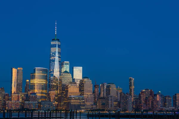 Widok Panoramę Manhattanu New Jersey City Zachodzie Słońca Stany Zjednoczone — Zdjęcie stockowe
