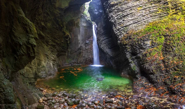 Cascada Kozjak Una Las Más Notables Región Kobarid Eslovenia — Foto de Stock