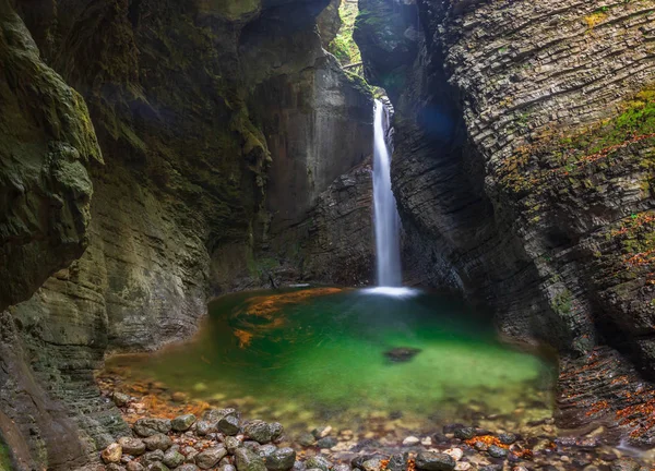 Cascada Kozjak Una Las Más Notables Región Kobarid Eslovenia — Foto de Stock