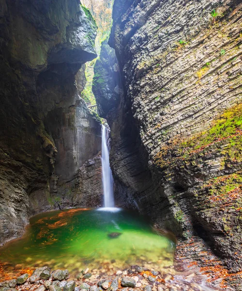 Cascada Kozjak Una Las Más Notables Región Kobarid Eslovenia — Foto de Stock