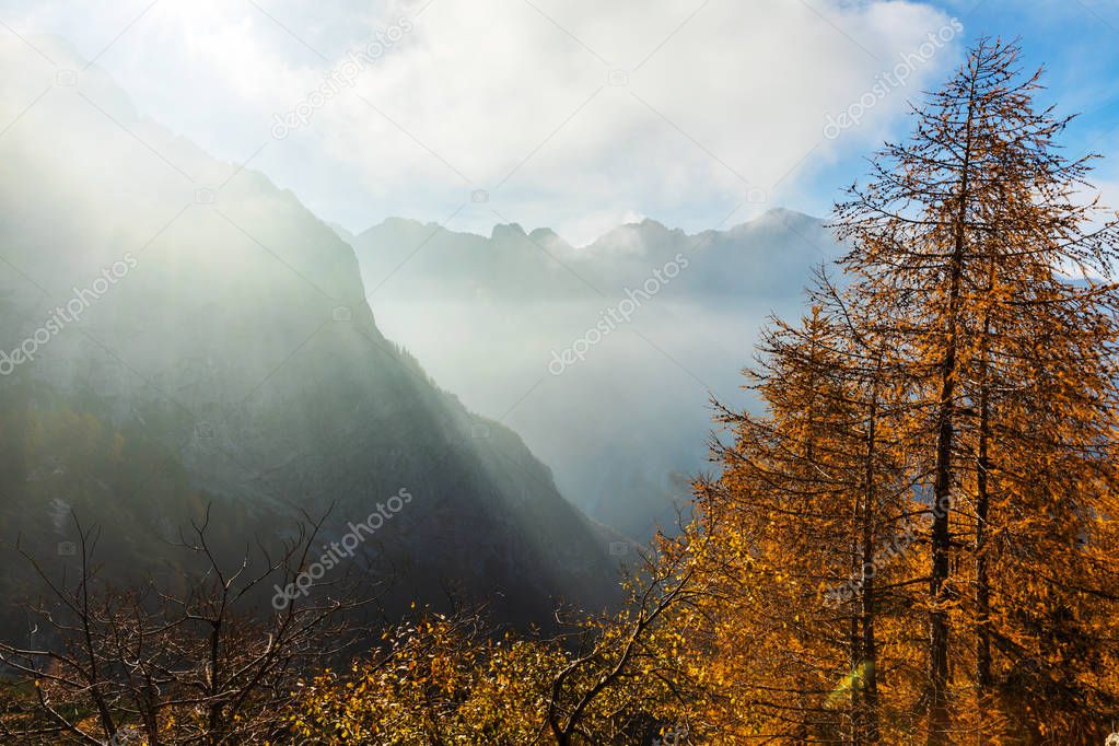 Mangart Mountain in Autumn