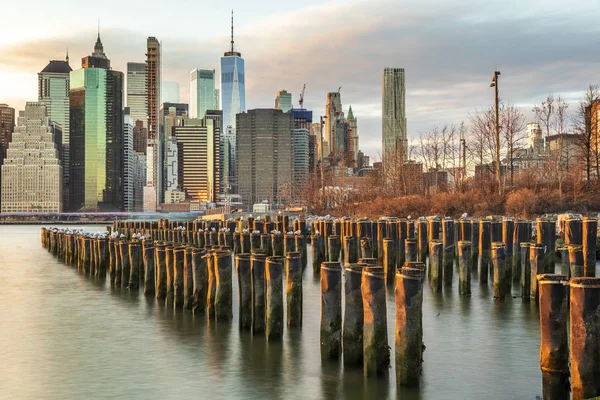 Uitzicht Skyline Van Manhattan Van Brooklyn — Stockfoto